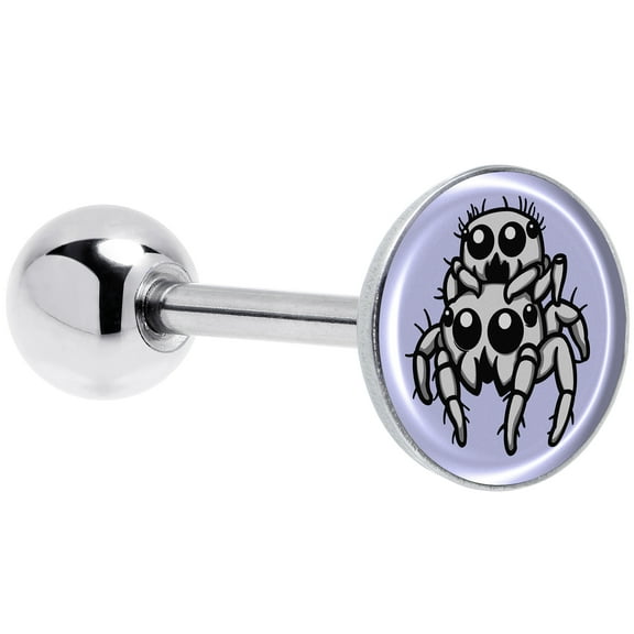 Body Candy 14G Tongue Ring - 316L Surgical Steel Straight Barbell Leaping Leapfrog Spiders Tongue Piercing for Women Men