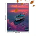thumbnail image 3 of Minimal Lone Boat Sunset Canvas Print, Tripline Landscape Art, Multi-Room Cafe Hotel Bathroom Wall Decor, 3 of 8