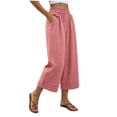 thumbnail image 6 of Hilenly Womens Capri Palazzo Pants Casual Wide Leg Cropped Pant Capris with Pockets, 6 of 8