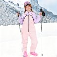 thumbnail image 2 of PXLKNZH Snow Suit for Older Kids Girls Boys One Piece Snowsuit Waterproof Windproof Winter Outdoor Overalls Snowboarding Ski Suits,Pink,120, 2 of 5