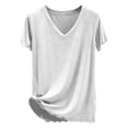 thumbnail image 4 of Ruimatai Women's Tops Casual V-Neck Short Sleeve Blouse Soft Breathable Polyester Summer Loungewear Pajama Top, 4 of 5