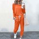 thumbnail image 2 of Gibobby Conjunto de sudadera y pantalones Conjunto de dos piezas de manga larga suelta informal con cuello redondo de color sólido para mujer(Naranja,M), 2 of 4