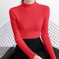 thumbnail image 6 of MYAOYINo Boundaries Womens Long Sleeve Mock Neck Tee Ribbed Knit Basic Slim Versatile Top, 6 of 6