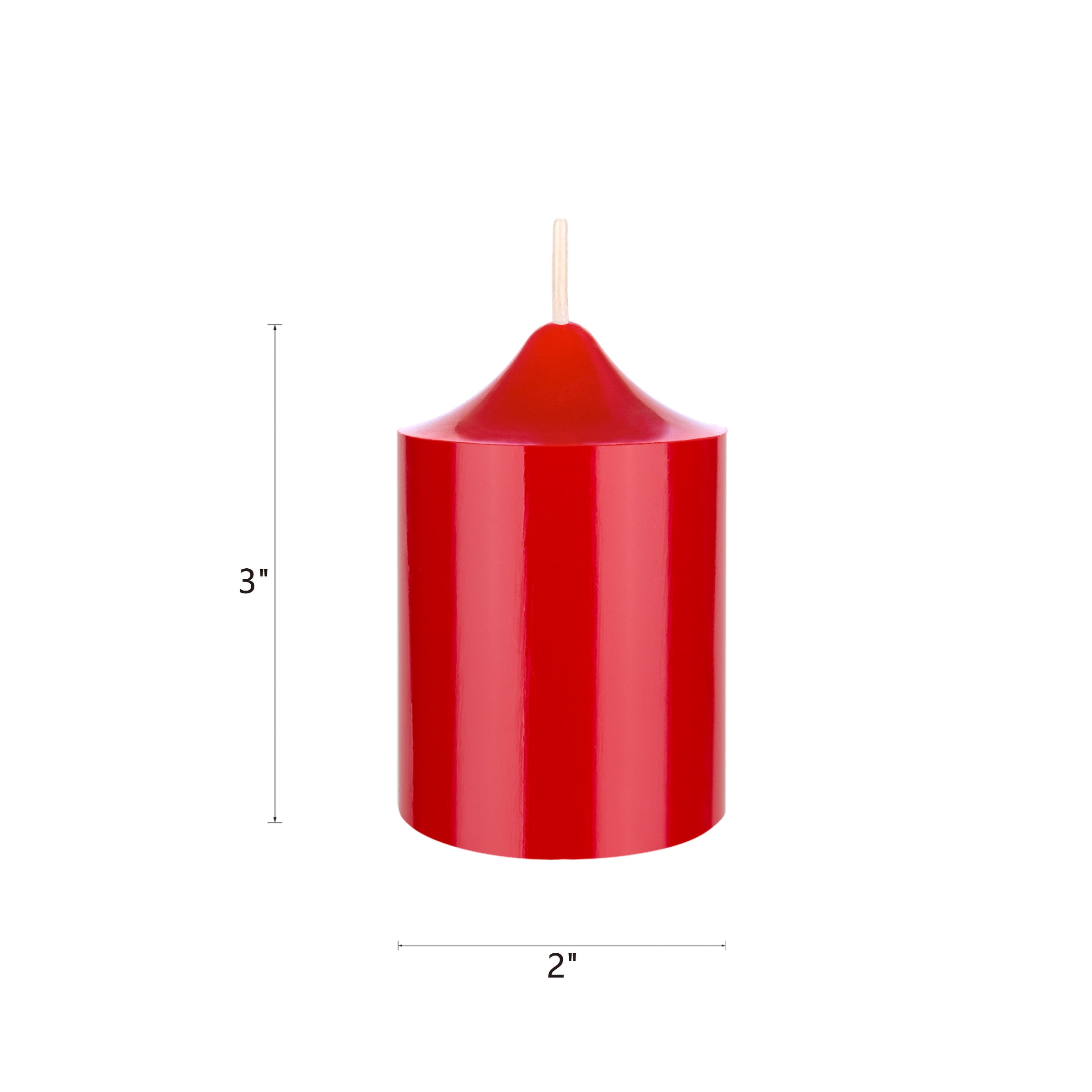 Mega Candles 6 pcs Unscented Red Dome Top Round Pillar Candle, Hand Poured Premium Wax Candles 2 Inch x 3 Inch, Home Décor, Wedding Receptions, Baby Showers, Birthdays, Celebrations, Party & More