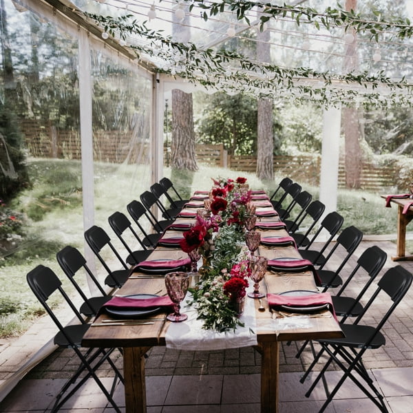 10-Pack Black Plastic Folding Chairs - Stackable, Commercial-Grade, Indoor/Outdoor Seating for Parties, Weddings & Events