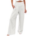 thumbnail image 2 of Bjutir Trousers Pants For Women Wide Leg Pants Summer Casual High Waisted Palazzo Pants Baggy Beach Trousers With Pocket White Xl, 2 of 6