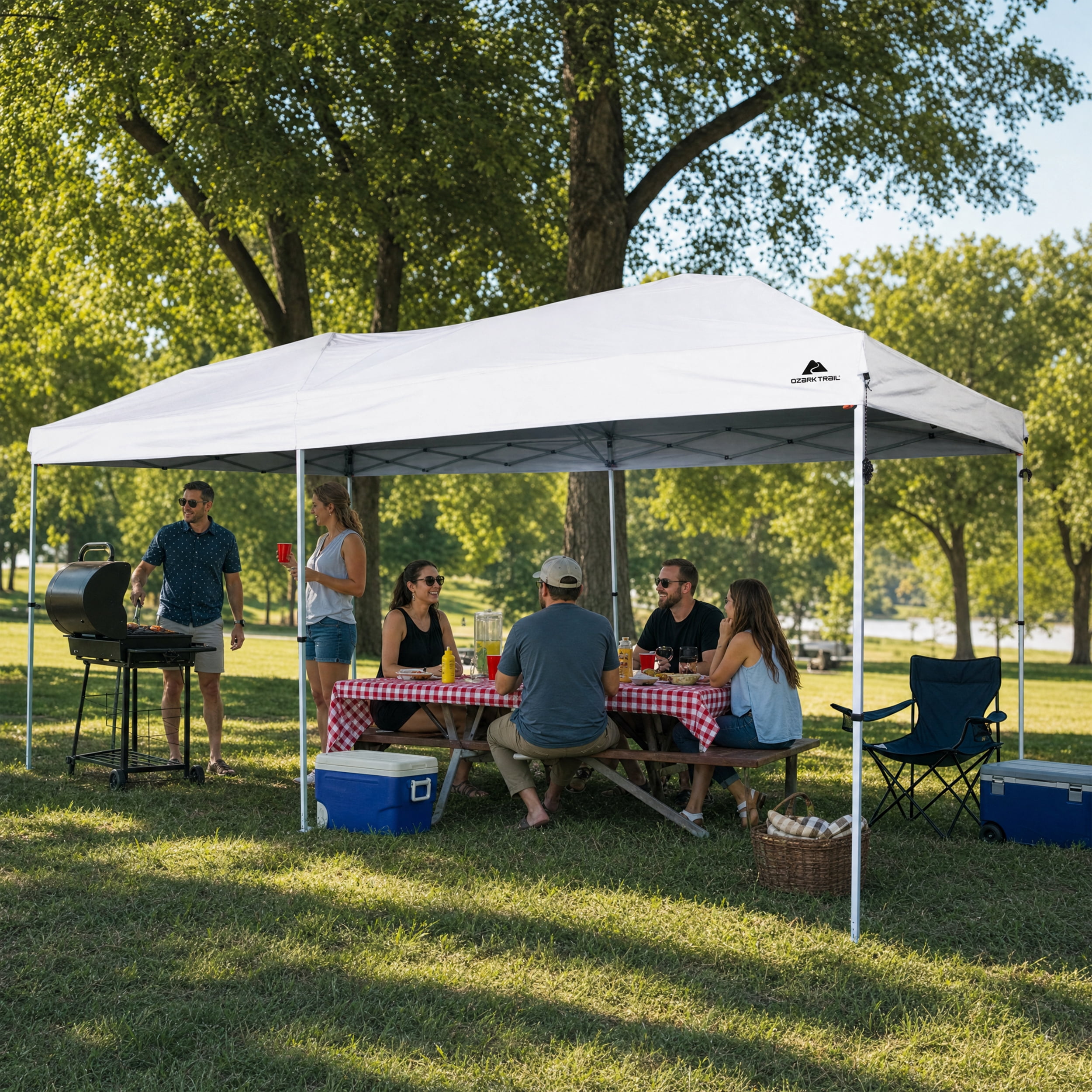 Ozark Trail 20' x 10' White Pop-up Outdoor Canopy with Wheeled Bag