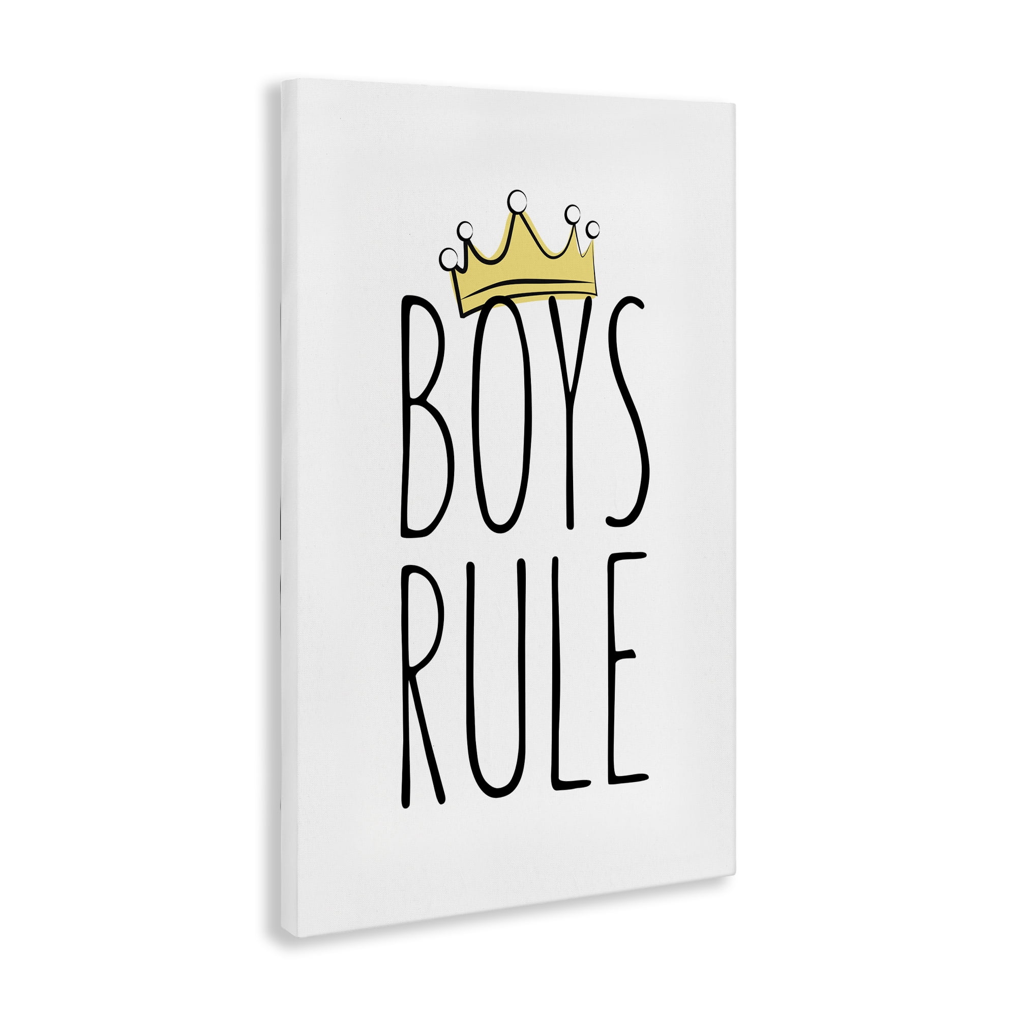 Stupell Industries Boys Rule with Crown Text & Numbers Painting Wrapped Canvas Art Print Wall Art, 30 x 45
