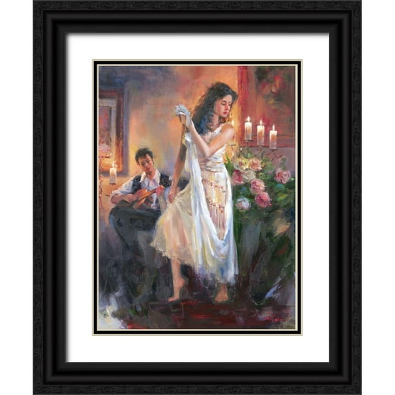 Noches, Fernando 11x14 Black Ornate Wood Framed with Double Matting Museum Art Print Titled - The Boy with Dancing Girl