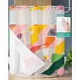 thumbnail image 2 of No Hook Shower Curtains with Snap in Liner, Striped Color Block Waterproof Fabric Shower Curtain, Abstract Minimalist Contemporary Double Layers & See-Through Top Window Bathroom Curtains 66''x72'', 2 of 6