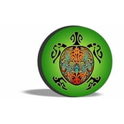 TIRE COVER CENTRAL Turtle tribal multi color graphic with green background spare Tire Cover for 315/70R17 fits camper jeep rv scamp trailer(drop down size menu-all sizes available)