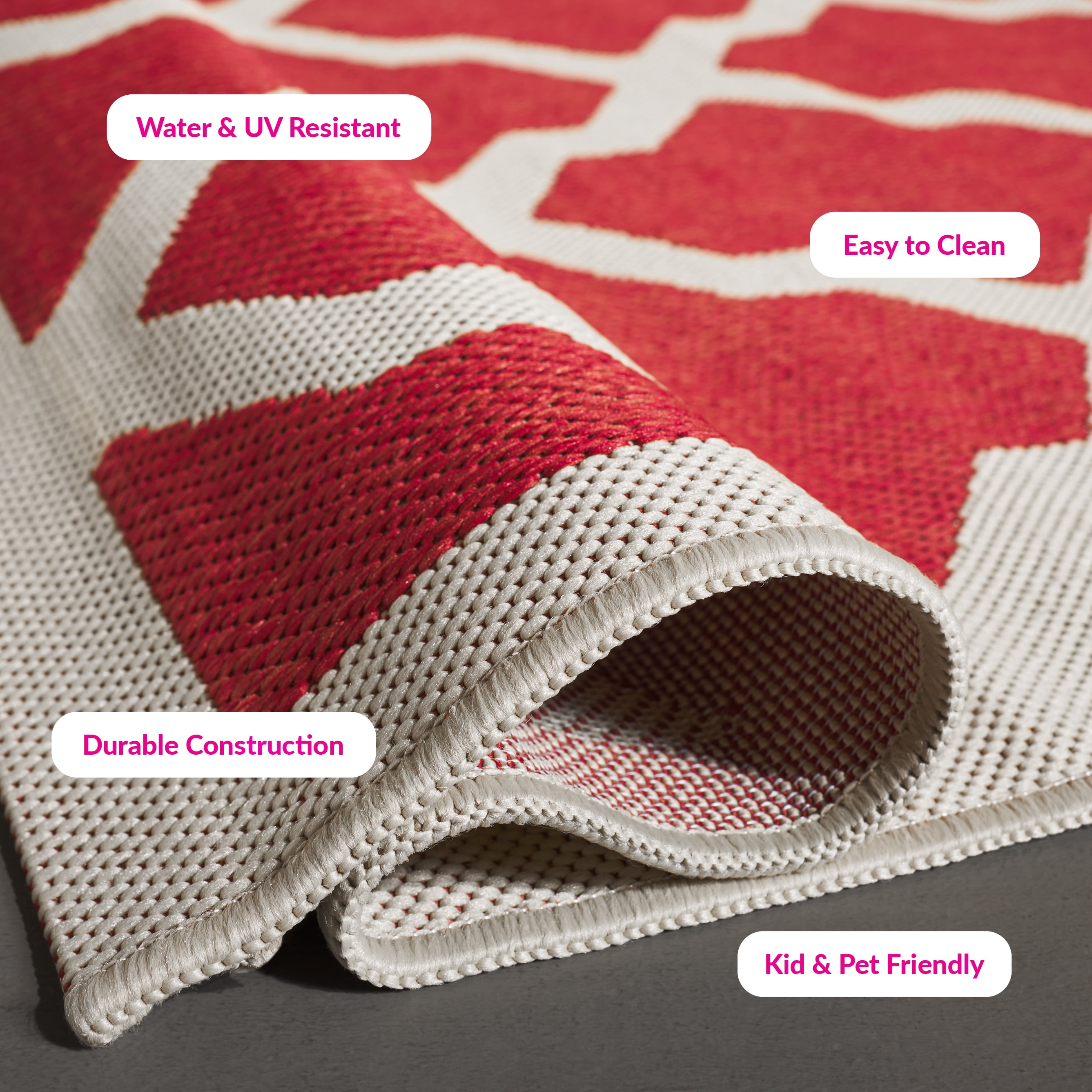 Safavieh Courtyard Amber Geometric Indoor/Outdoor Area Rug, Red/Bone, 4' x 5'7"