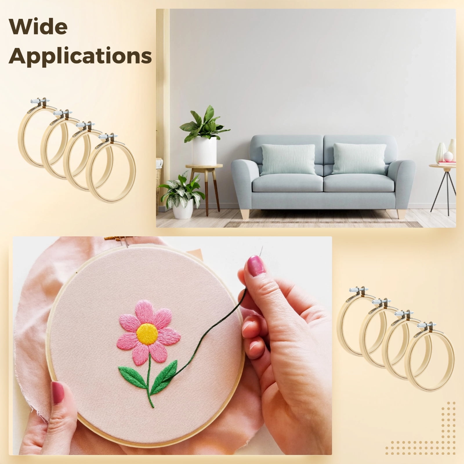 40 Pcs 6 in/15 cm Embroidery Hoops, Adjustable DIY Tool Set, Bulk Craft Hoops for Creative Projects, Ideal for Wall Decor and Wedding Decor