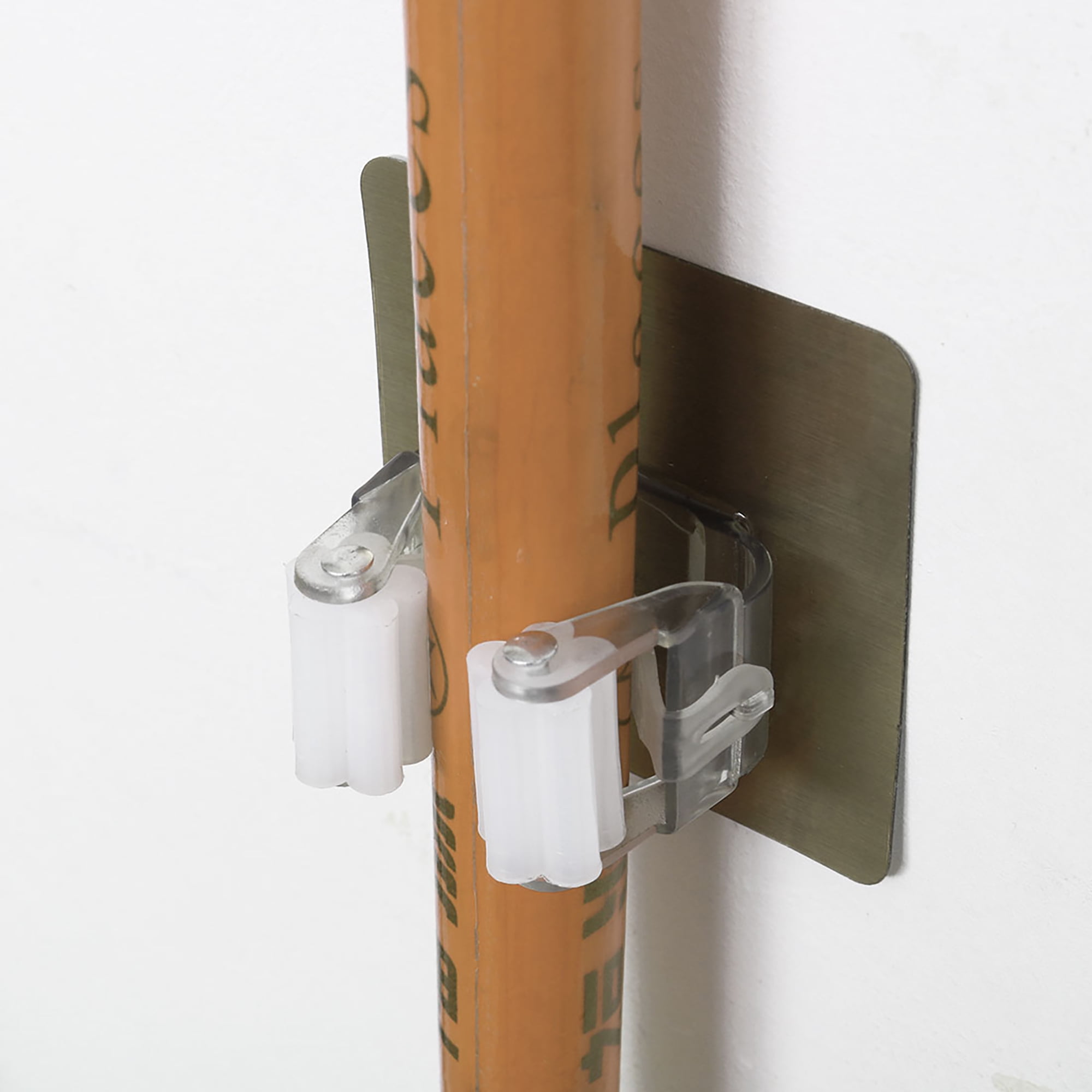 Uxcell Washroom Wall Self Stick Broom Mop Holder White 4Pack