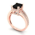 thumbnail image 2 of 2.45 ctw Solitaire with Zirconia Diamond Accents Anniversary Ring for Women | Emerald Cut Natural Onyx | Hyperallergenic Solid 14K Rose Gold, 2 of 5