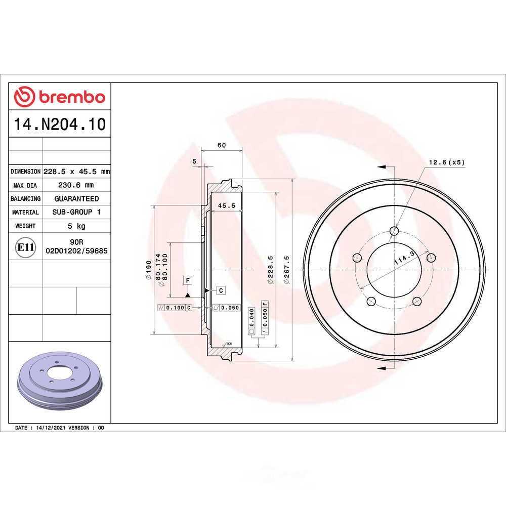 Brembo Rear Brake Drum For Chrysler Sebring Dodge Caliber Jeep Compass Patriot Fits select: 2014-2015 JEEP PATRIOT SPORT, 2014-2015 JEEP COMPASS SPORT