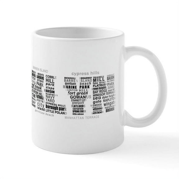 CafePress - Brooklyn NYC Typographic Art Mugs - 11 oz Ceramic Mug - Novelty Coffee Tea Cup