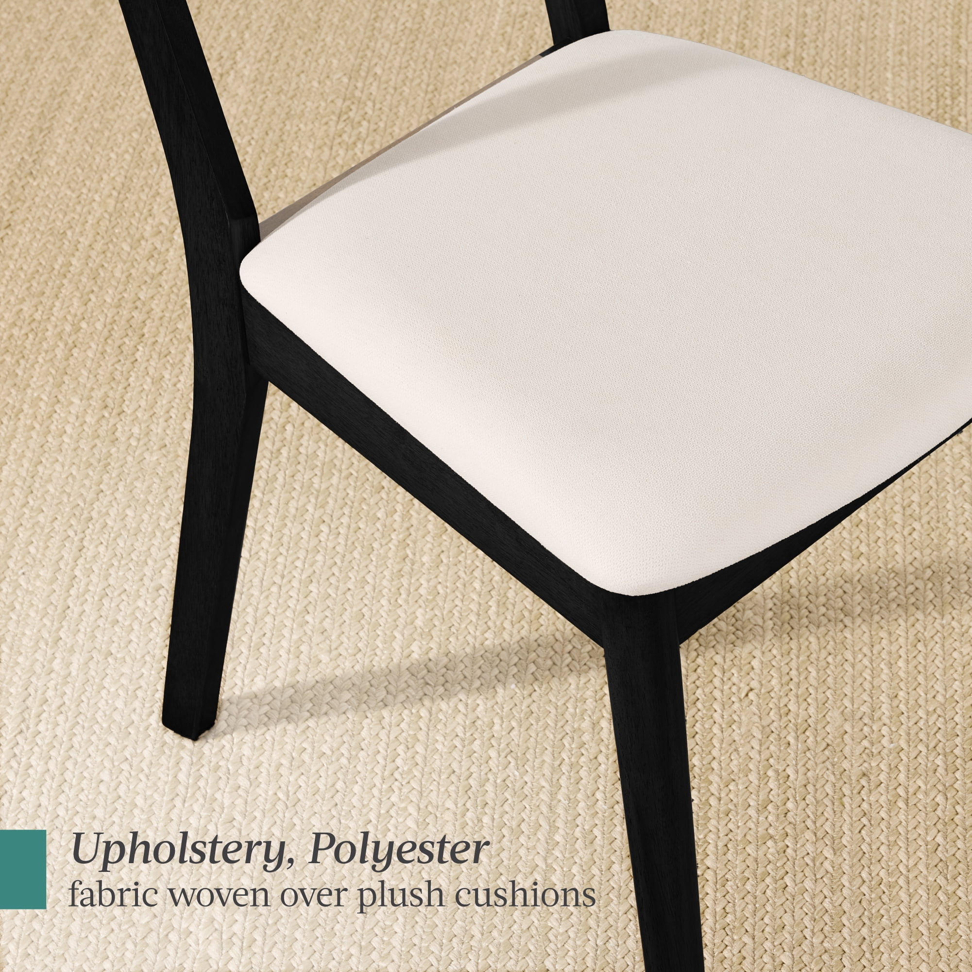 Best Choice Products 2-Piece Mid-Century Modern Wood & Upholstered Dining Chair Set - Black / Cream