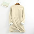 thumbnail image 4 of jsaierl Sherpa Lined Sweatshirts for Women Fleece Round Neck Pullover Loungewear Long Sleeve Basic Tunic Top Winter Thermal Underwear Top, 4 of 7