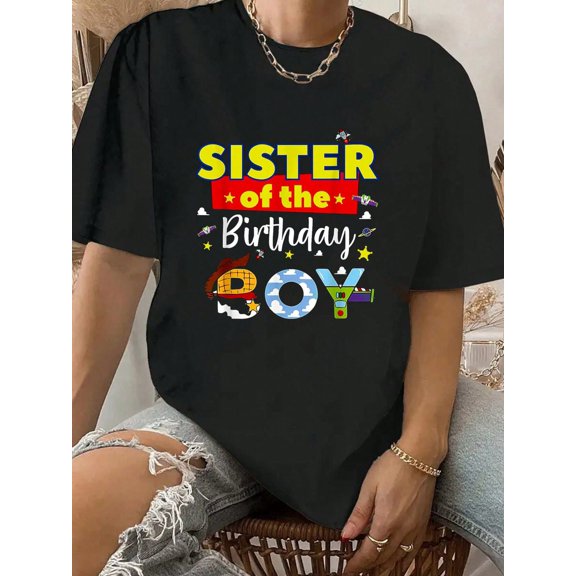 Sister Of The Birthday Boy Toy Familly Matching Story T-Shirt