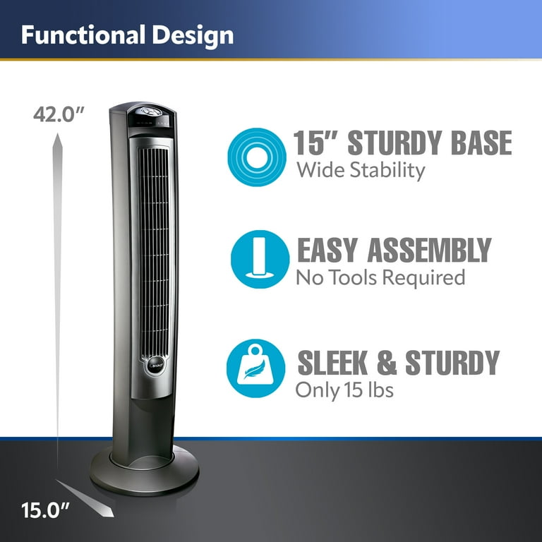 Lasko 42 Wind Curve Tower Fan with Nighttime Setting and Remote, T42951,  Silver, 13L, New - Walmart.com