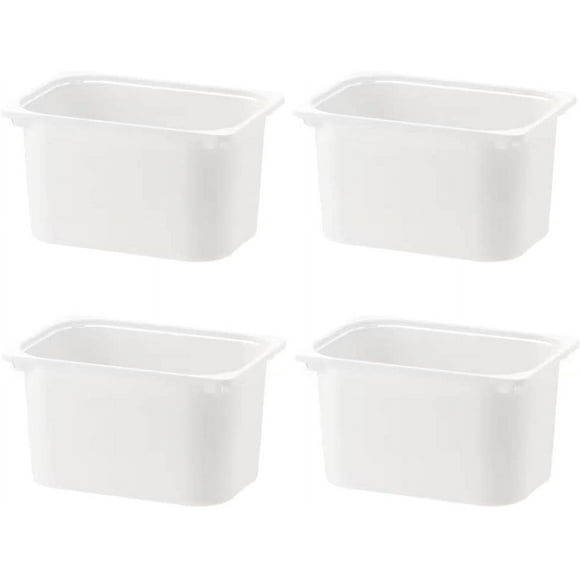 Set Of 4 TROFAST Children Storage Box White 16 ½x11 ¾x9 Stackable Plastic Bins Open Storage Boxes Medium (4x) Compatible With Trofast Frames and Lids, Made of Polypropelene