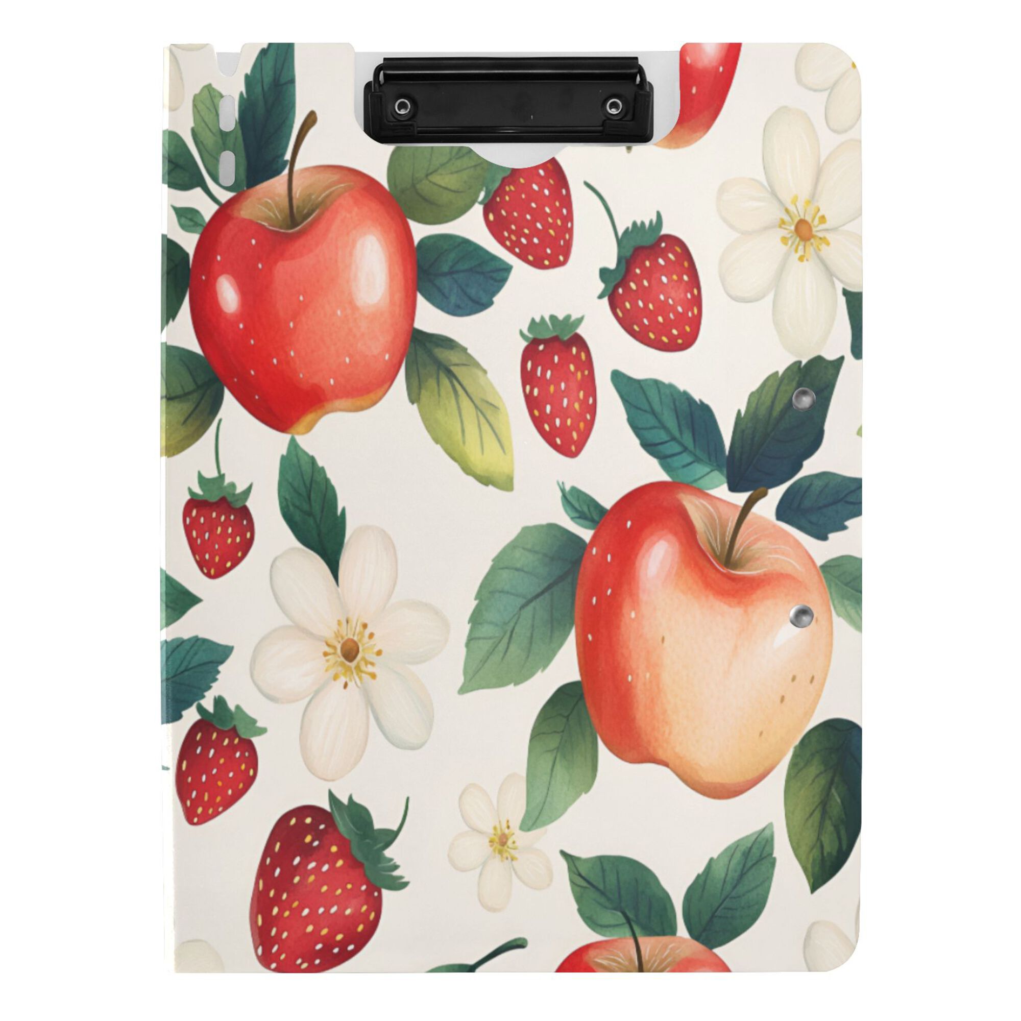 FORMRS A4 Clipboard Folder with Pen Holder Horizontal Foldable School Office Binder, Strawberry Pattern