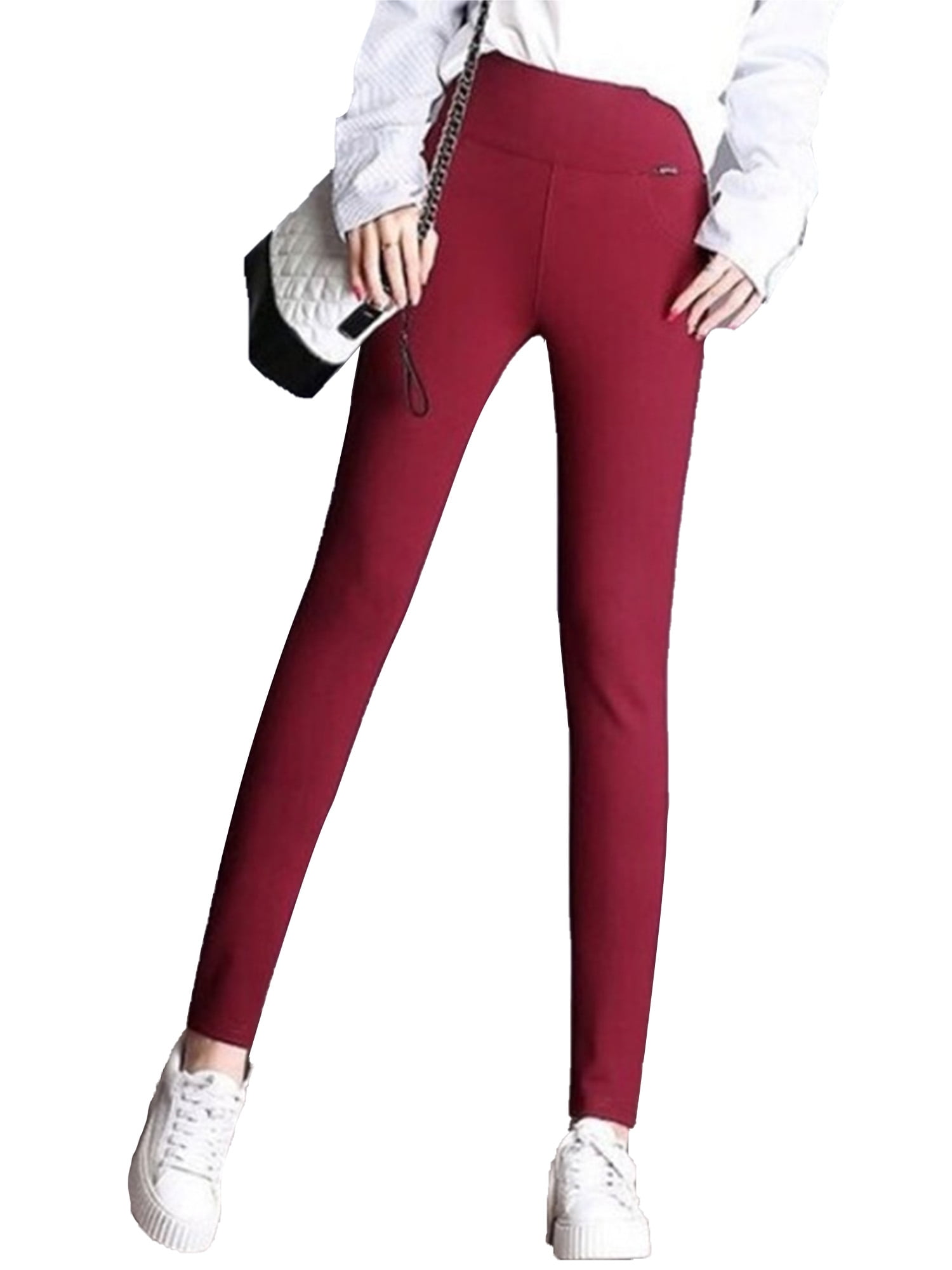 Womens Stretch Long Pants High Waist  Slim Casual Jeggings Trousers 
