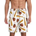 thumbnail image 1 of Bingfone Baseball Sport for Men's Short Pajama Pants, Elastic Waist Drawstring Summer Shorts-Small, 1 of 6