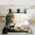 thumbnail image 3 of Homewish Safari Deer Elk Bedding Comforter Set,Jungle Wildlife Twin Comforter Sets,Brown Blue Bedding Set For Boys Teens,Microfiber Bedroom Decor Reversible,2 Pieces, 3 of 9