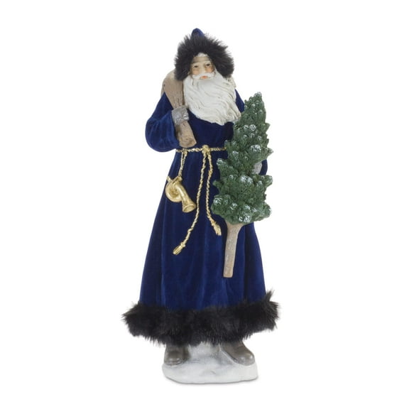 Melrose Santa with Christmas Tree Figurine, 15”H, Resin, Holiday Season Decor