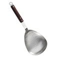thumbnail image 1 of Espumadera de acero inoxidable, cuchara ranurada, colador de alimentos, cucharón, cuchara para freír Mango de madera de 388 cm., 1 of 9
