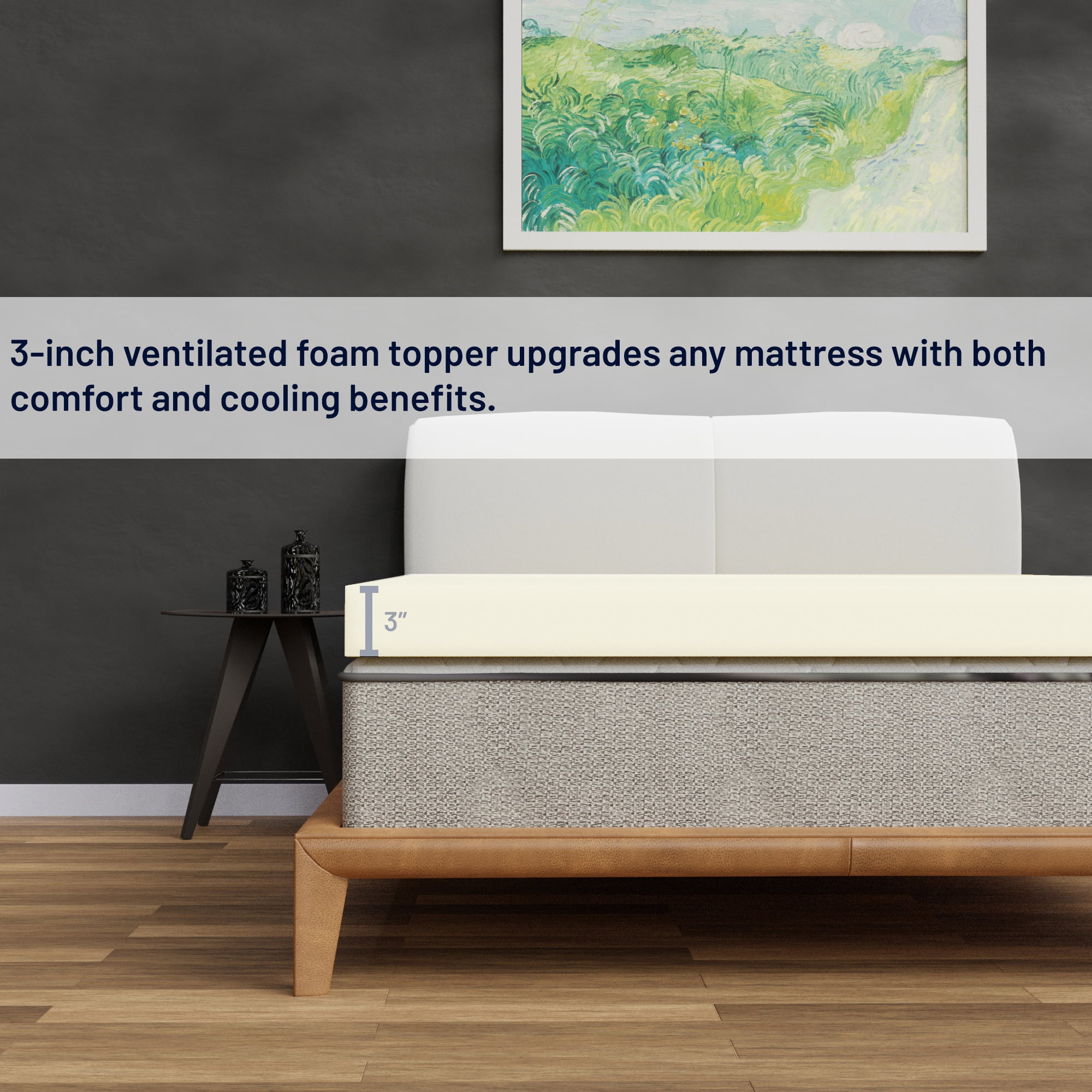 Continental Sleep 3" Foam Mattress Topper, Queen - High-Density