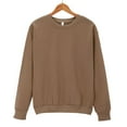 thumbnail image 4 of DondPO Womens Sweatshirt Women'S Solid Color Round Neck Oversized Sweatshirt Loose Long Sleeve Light Sweatshirt Loose Blouse Womens Hoodies Womens Fall Jackets Brown S Clearance！, 4 of 8