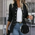 thumbnail image 3 of VIWORLD Women's Solid Color Stand Collar Double Breasted Long Sleeve Blazer Cardigan Office Casual Jacket For Spring&Fall, 3 of 7