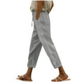 thumbnail image 2 of Sakmal Pants for Women Ankle Trousers Pants Gray Solid Knot with Pockets Plus Size Pants, 2 of 6