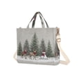 thumbnail image 2 of Corduroy Tote Bag for Women Shoulder Handbags Fashion Ladies Purses Satchel Messenger Bags Christmas Deer and Snowmen S, 2 of 8