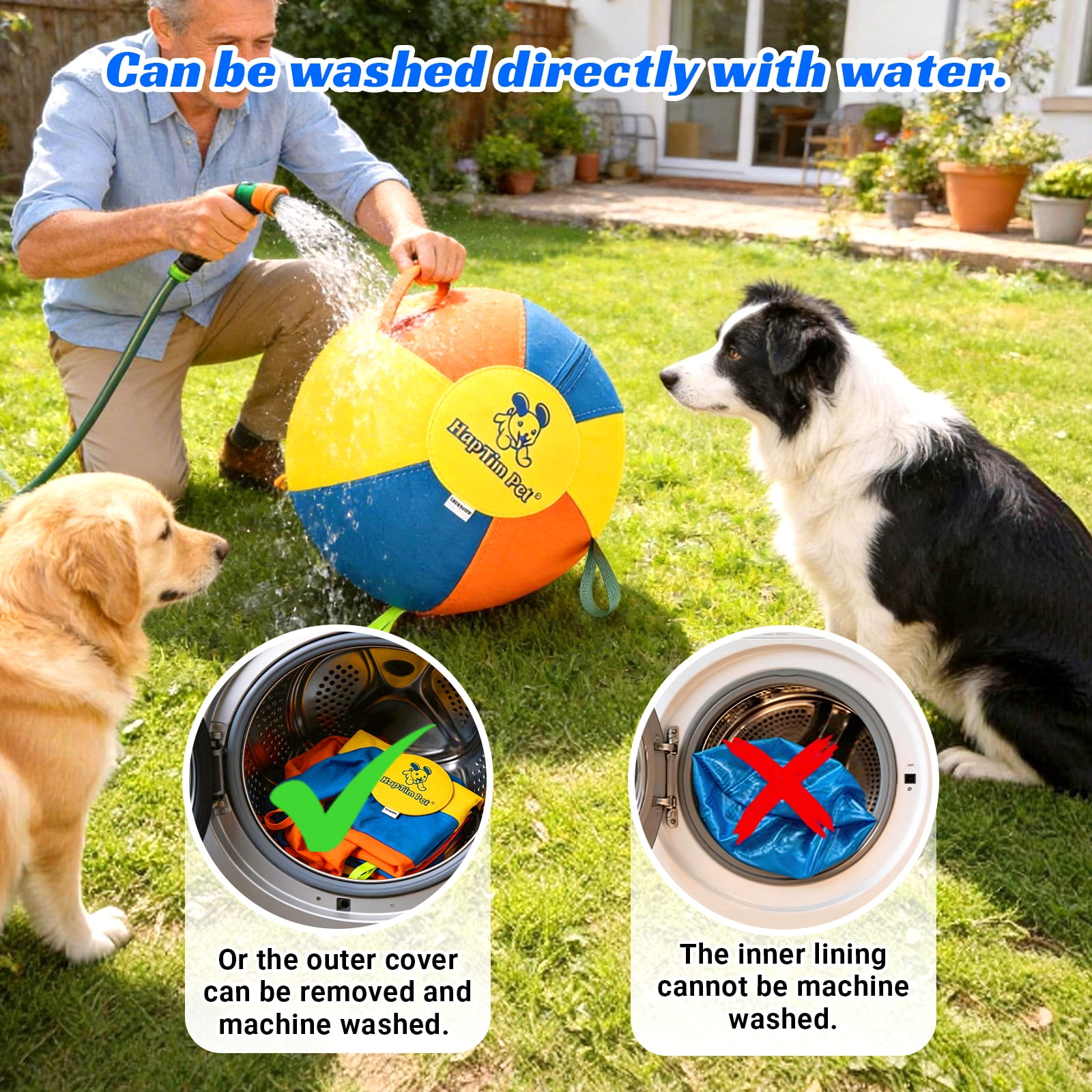 Hap Tim Herding Ball for Dogs Interactive Large Dog Ball with Handles Durable Outdoor Training Dog Toy for Medium to Large Dogs Corgis Australian Shepherd Cattle Dog Border Collie & Horses 22 Inch