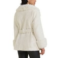 thumbnail image 3 of Women's Faux Fur Coat Winter Lapel Shaggy Warm Fluffy Jacket with Pockets M White, 3 of 6