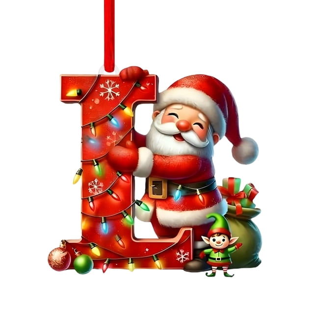 Colgante acrílico para árbol de Navidad | Adorno con inicial de 26 letras para decoración navideña | Regalo familiar personalizado para fiestas navideñas | Decoración para el árbol del hogar