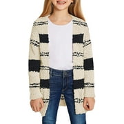 Vetinee Girls Long Open Cardigan Sweater with Pockets, Sizes 4-13