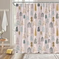 thumbnail image 2 of Christmas Tree RV Shower Curtain Pink Xmas Tree Abstract Forest Winter Holiday Festival Teens Small Stall Bathroom Home Curtain with Hooks,36" Wx70 H, 2 of 6