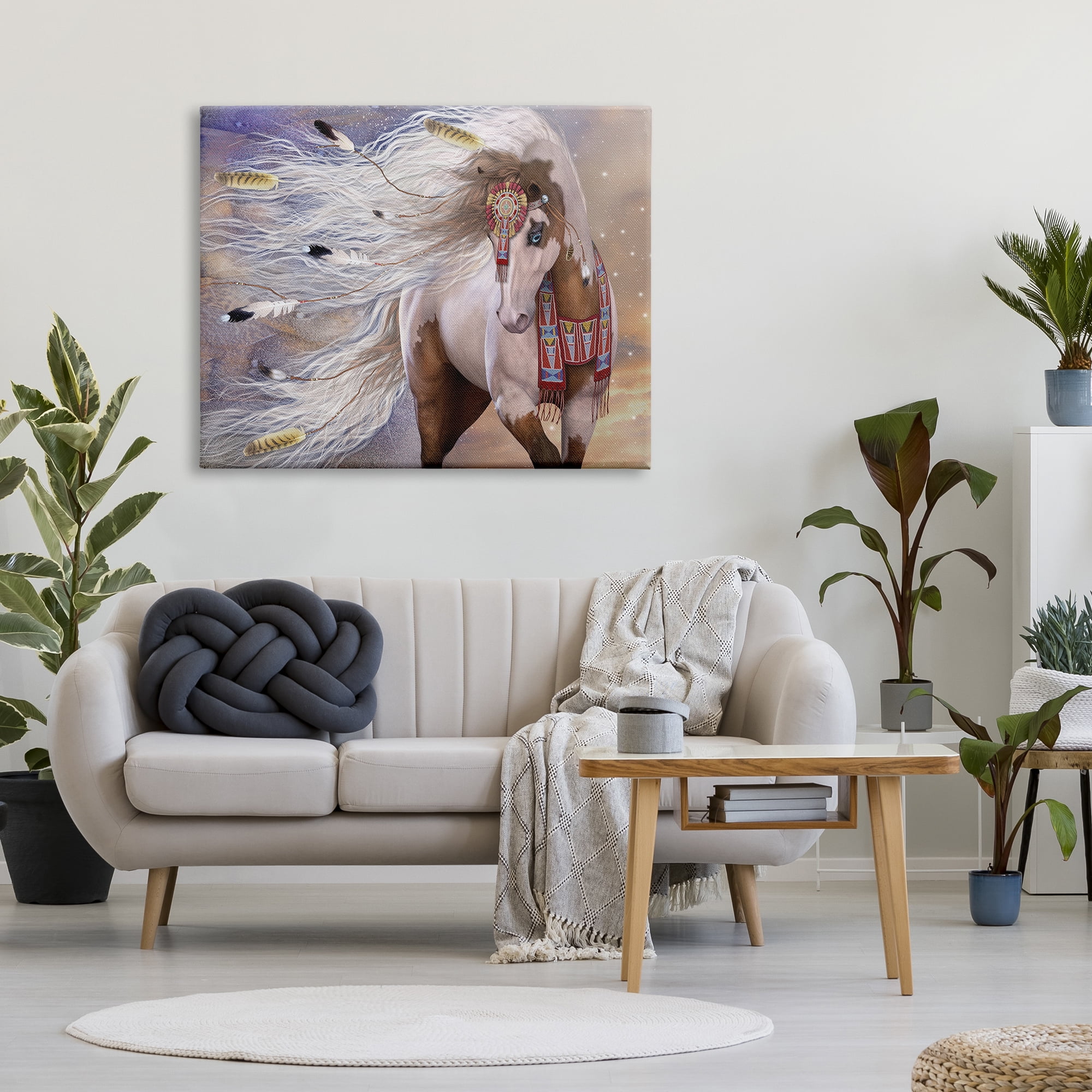 Stupell Industries Horse With Feathers Animals & Insects Painting Gallery Wrapped Canvas Art Print Wall Art, 48 x 36
