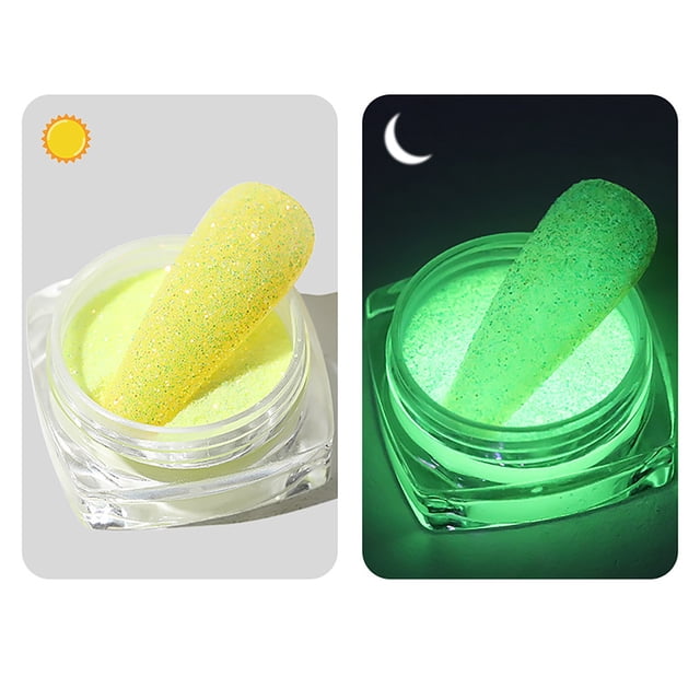 Xihbxyly Polvo de Uñas Luminoso, Purpurina Fluorescente para Decoración de Uñas, Polvo de Diamante Roto Que Brilla En La Oscuridad, Fácil de Aplicar para Uñas Diy, Fiestas de Halloween y Navidad, Seg