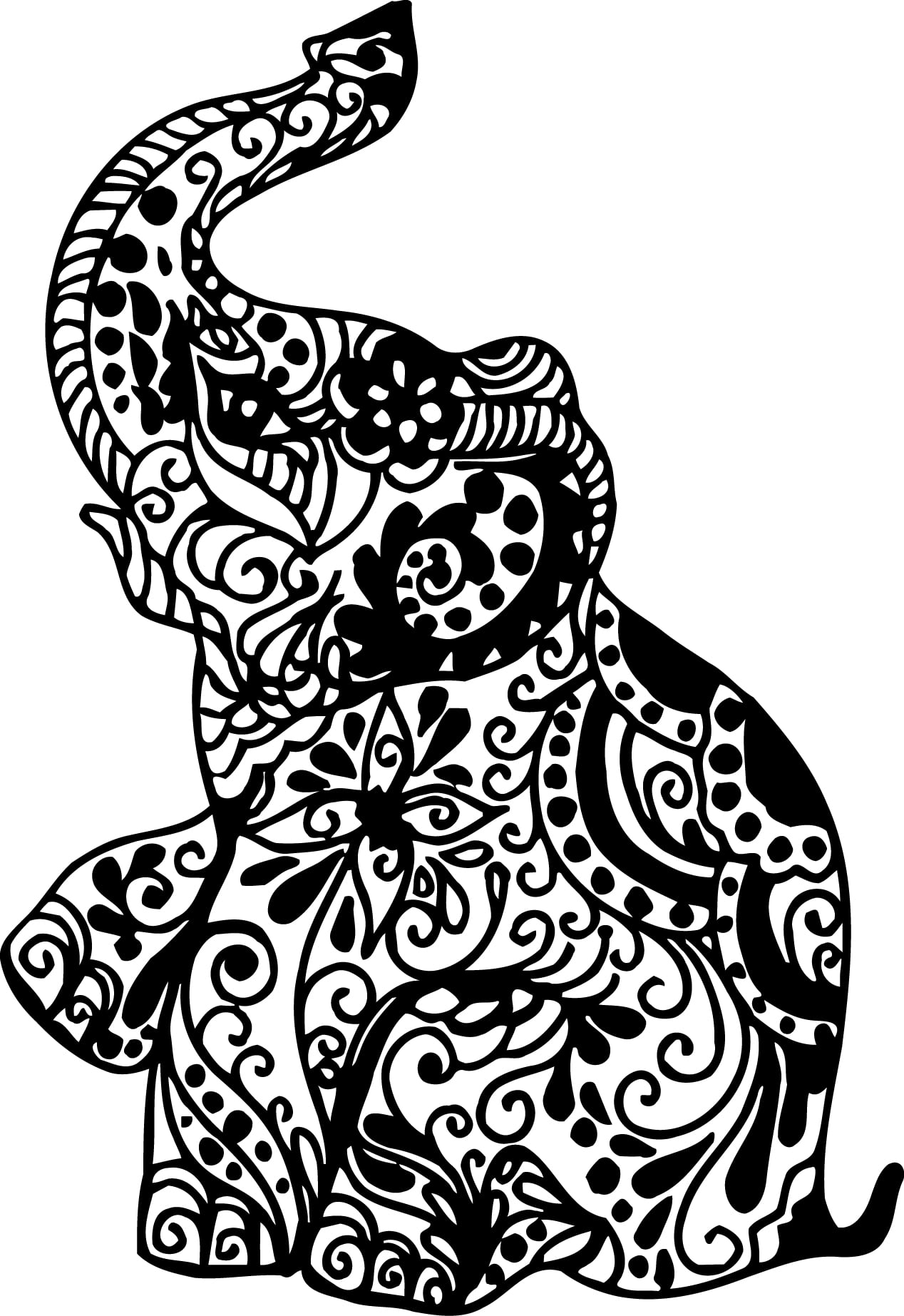 Elephant Wall Decal Vinyl Stickers Floral Patterns Yoga Decals Home