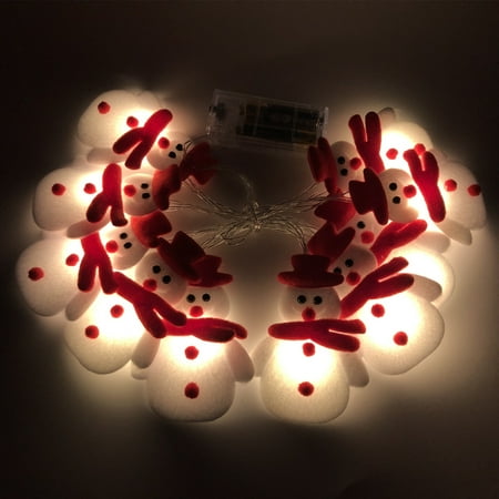 

Livesture Christmas Plush Snowman Light String Christmas Tree Pendant LED Holiday Party Decoration Lantern Warm white 1.65m10 lamp battery