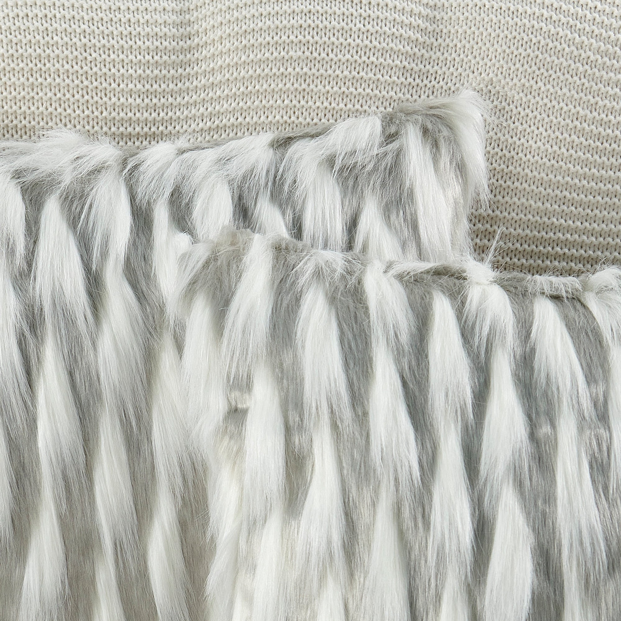 Home Soft Things Feathery Faux Fur 2 Piece Throw Pillow Cover Set - Grey - 20" x 20"