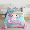 thumbnail image 2 of Manfei Kids Children Cartoon Axolotl Bedding Comforter Set 2pcs,Kawaii Rainbow Twin Comforter Sets Microfiber,Cute Stars Print Breathable Bedding Set,Super Cozy Room Decor,Reversible, 2 of 8