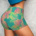 thumbnail image 3 of Picia Colorful Palm Leaves Printed Workout Shorts for Women Seamless Scrunch Butt Lifting High Waisted Yoga Gym Booty Running Moisture-wicking Short Pants-XX-Large, 3 of 9