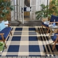 thumbnail image 2 of Safavieh Courtyard Benjamin Plaid Indoor/Outdoor Area Rug, Navy/Beige, 9' x 12', 2 of 13